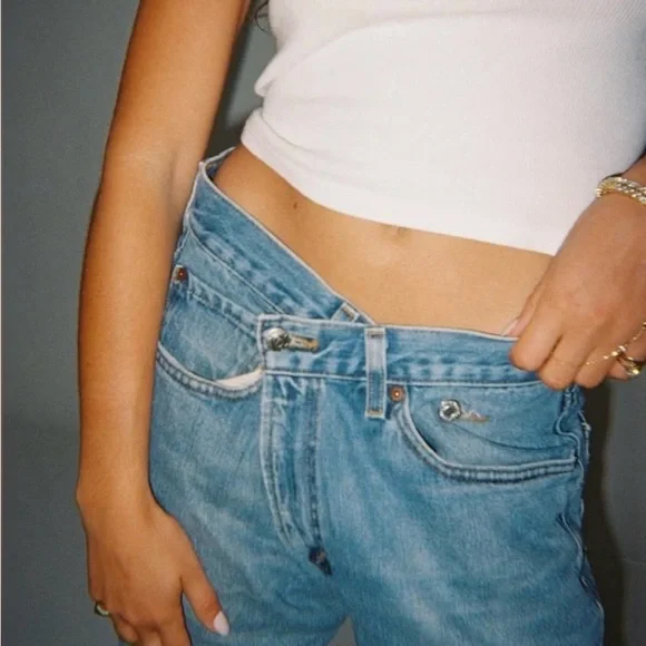 PARKE x Vintage Levi’s Baggy Tapered Crossover Light Wash Jeans - Picture 2 of 15